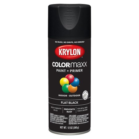 Krylon ColorMaxx Flat Black Paint + Primer Spray Paint 12 oz K05546007